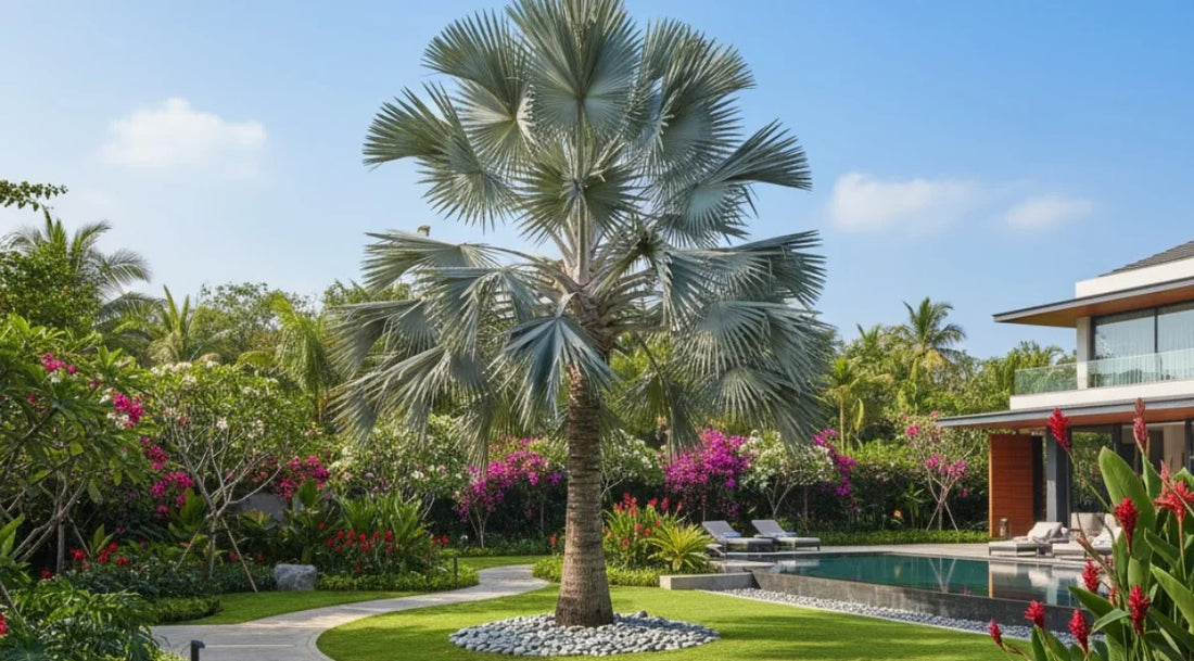 Bismarck Palm, Bismarckia Palm, Landscaping Palm Trees, Palm Trees for Landscaping in India, Ornamental Palm Trees, Bismarck Palm in India, Bismarck Palm Supplier, Bismarck Palm for Sale, Landscaping Trees, Tropical Landscaping in India